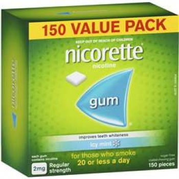 Nicorette Quit Smoking Regular Strength Icy Mint Gum 2mg 150 pack