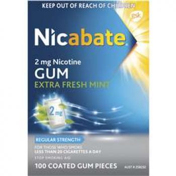 Nicabate Quit Smoking Extra Fresh Mint Gum 2 Mg 100 pack