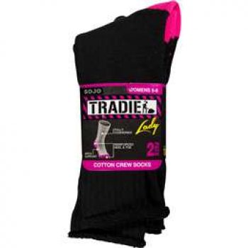 Tradie Ladies Crew Sock Cotton 5/8 2 pack