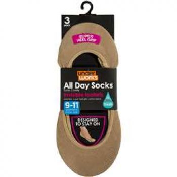All Day Ladies Invisible Footlet 9/11 3 pack