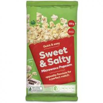 Woolworths Sweet & Salty Microwave Popcorn 100g