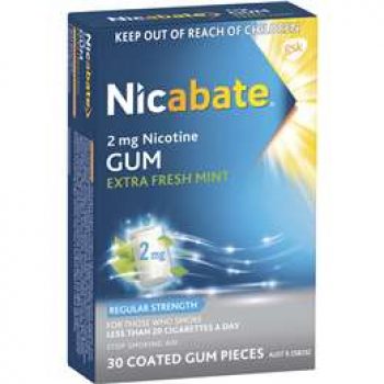 Nicabate Quit Smoking Extra Fresh Mint Gum 2 Mg 30 pack
