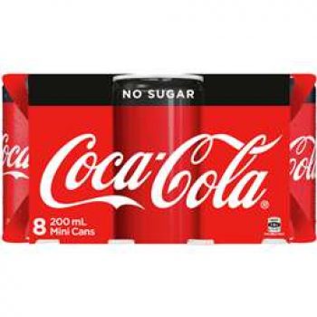 Coca-cola No Sugar Mini Cans 8x200ml pack