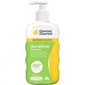 Cancer Council Sensitive Sunscreen Pump Bottle Spf 50 Plus 200ml