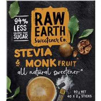 Raw Earth Stevia & Monk Fruit Sweetener Sticks 40 pack