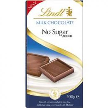 Lindt Milk No Sugar Added Block 100g