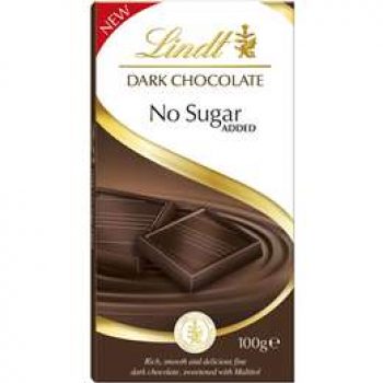 Lindt Dark No Sugar Added Block  100g