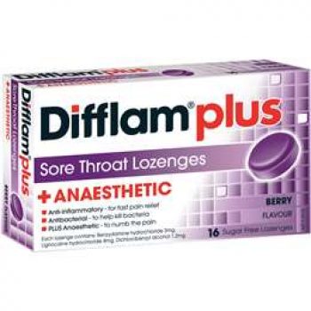 Difflam Plus Sore Throat Lozenges Black Current Anaesthetic 16 pack