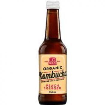 Lo Bros Organic Kombucha Peach & Ginger 330ml