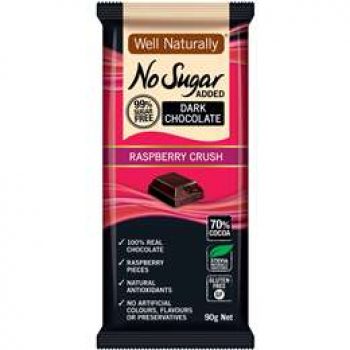 Well Naturally No Sugar Added Dark Choc Raspberry 90g