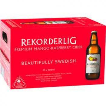 Rekorderlig Mango & Raspberry Cider Bottles 15x500ml pack