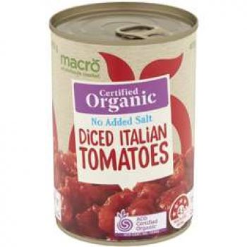 Macro Organic Tomatoes Diced No Added Salt 400g