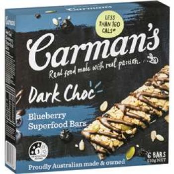 Carman’s Dark Choc Blueberry Superfood Bars 6 pack