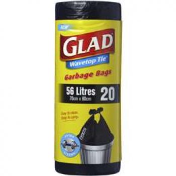 Glad Garbage Bags Wavetop 56l 20 pack