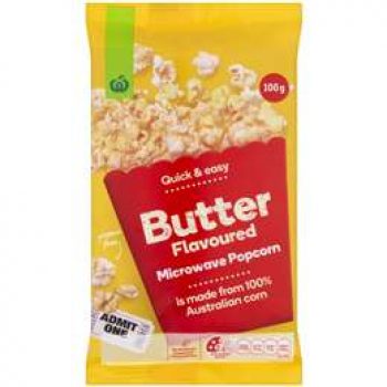 Woolworths Microwave Popcorn Butter Flavoured 100g