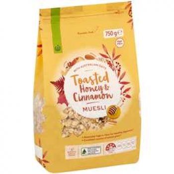 Woolworths Toasted Honey & Cinnamon Muesli 750g