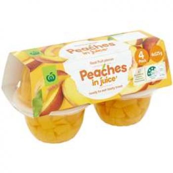 Woolworths Peach In Juice 4x125g