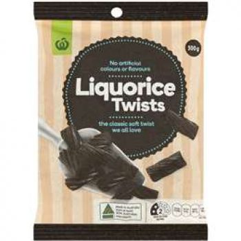 Woolworths Liquorice Twists Black 300g
