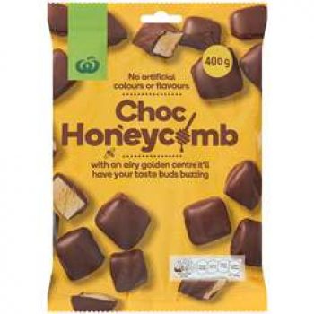 Woolworths Chocolate Coated Honeycomb 400g bag