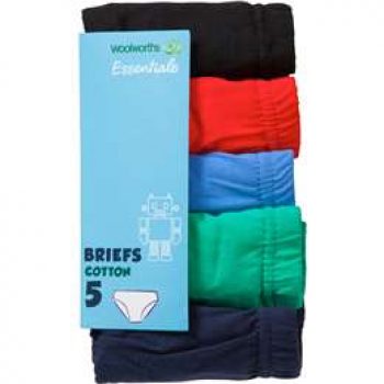 Woolworths Essentials Underwear Boy’s Basic Briefs Size 6-7 each