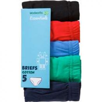 Woolworths Essentials Underwear Boy’s Basic Briefs Size 4-5 each