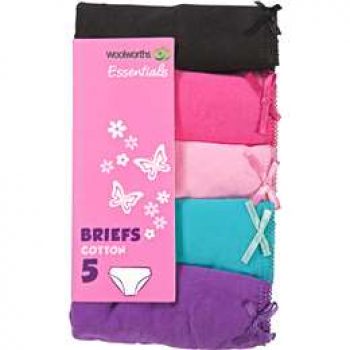 Woolworths Essentials Underwear Girl’s Basic Briefs Size 6-7 each