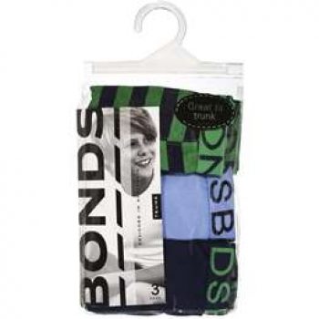 Bonds Boys Underwear Cotton Trunk (8-10 & 10-12) 3 pack