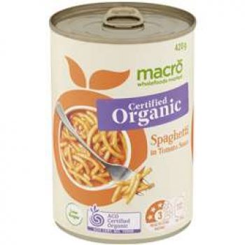 Macro Organic Spaghetti In Tomato Sauce 420g