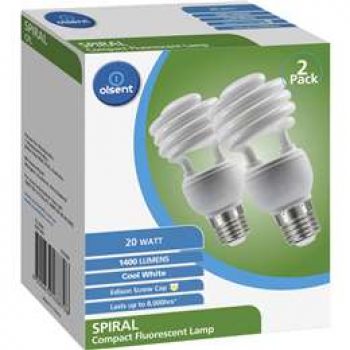 Olsent Spiral Cfl Cool Day Light Es 20w 2 pack