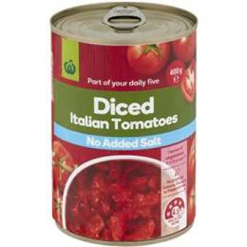 Woolworths Diced Italian Tomatoes No Added Salt 400g
