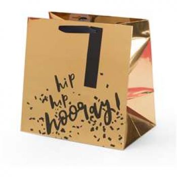 Collage Square Copper And Black Hooray Gift Bag each