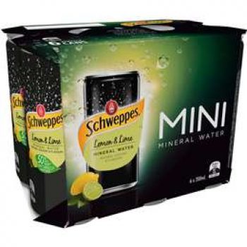 Schweppes Mineral Water Lemon & Lime Cans 6x200ml pack