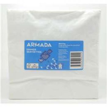 Woolworths Dinner Serviettes 2 Ply White 50 pack