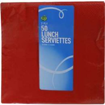 Woolworths Lunch Serviettes 2ply Red 50 pack