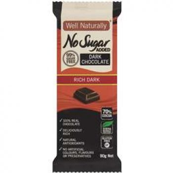 Well Naturally Bar Sugar Free Dark 90g