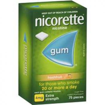 Nicorette Quit Smoking Extra Strength Fresh Fruit Chewing Gum 4mg 75 pack