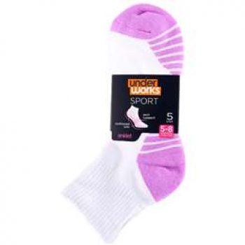 Underworks Ladies Sport Anklet Socks White 5 pack
