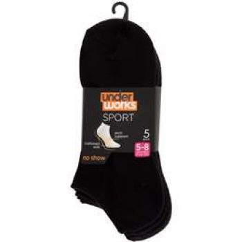 Underworks Ladies Cushioned Socks No Show 5 pack