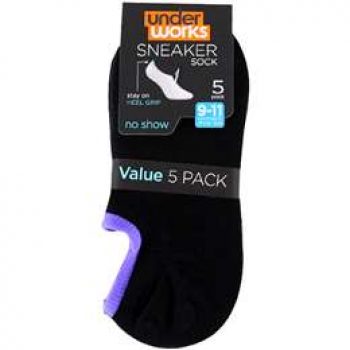 Underworks Ladies Sneaker Sock Size 9 – 11 5 pack