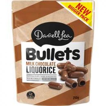 Darrell Lea Milk Chocolate Liquorice Bullets 250g