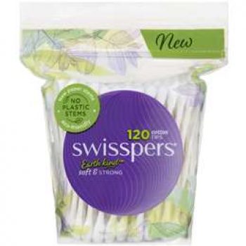Swisspers Cotton Tips With Paper Stems  120 pack