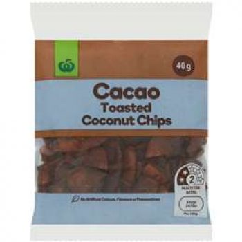 Woolworths Cacao Toasted Coconut Chips  40g
