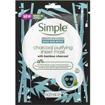 Simple Daily Skin Detox Charcoal Purifying Sheet Mask 21ml