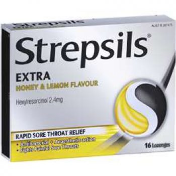 Strepsils Extra Honey And Lemon Sore Throat Fast Numb Lozenges 16 pack