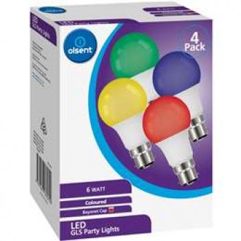 Olsent Led Gls Bc 6w Party Lights Multi Color 4 pack