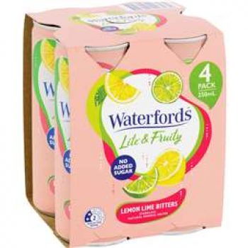 Waterfords Lite & Fruity Lemon Lime Bitters 250ml x4 pack