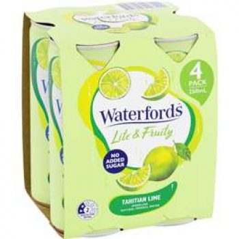 Waterfords Lite & Fruity Tahitian Lime 250ml x4 pack