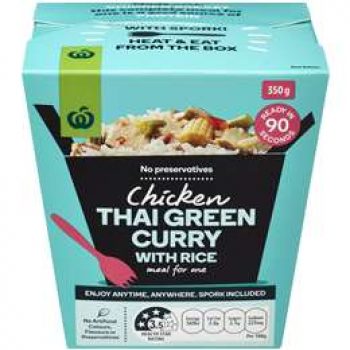 Woolworths Thai Green Chicken Curry With Jasmine Rice 350g