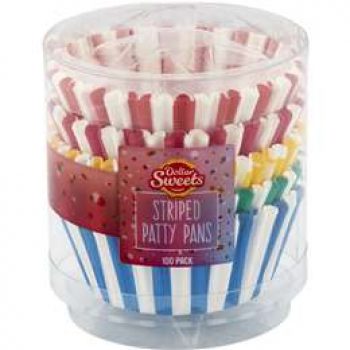 Dollar Sweets Patty Pans Large Striped 100 pack