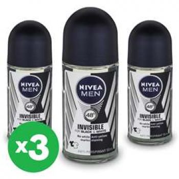 Nivea Men Invisible Black & White Roll On 50ml X3 Bundle